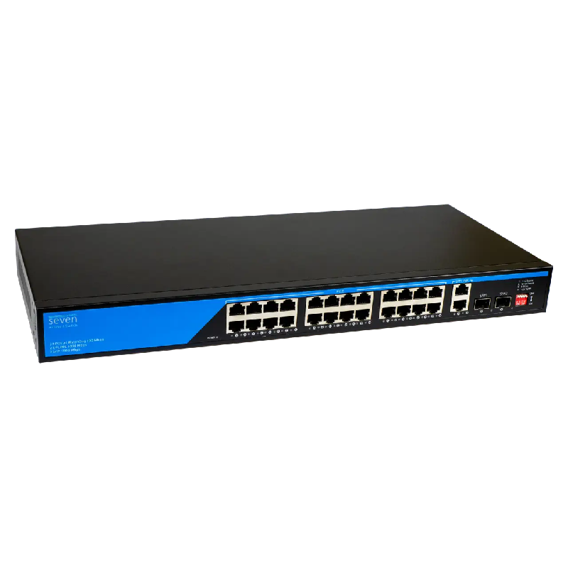 PoE комутатор (switch) 24 порти SEVEN P-73224G-2SFP